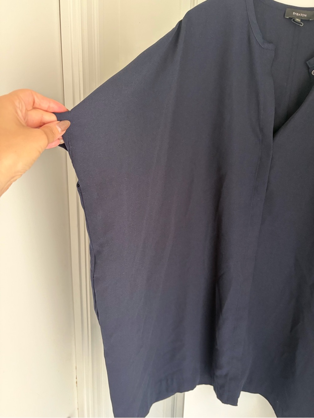 Babaton Navy Relaxed Fit Button-Down Shirt/Tunic Dress - Picture 5 of 7